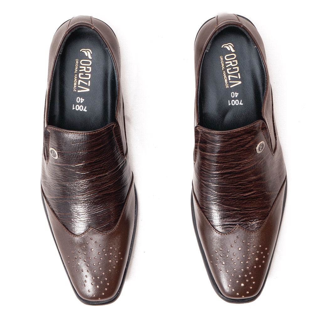 Sepatu Pantofel Pria Wingtips U Tip Brogue Model Formal Kantoran Kulit Asli MF7001