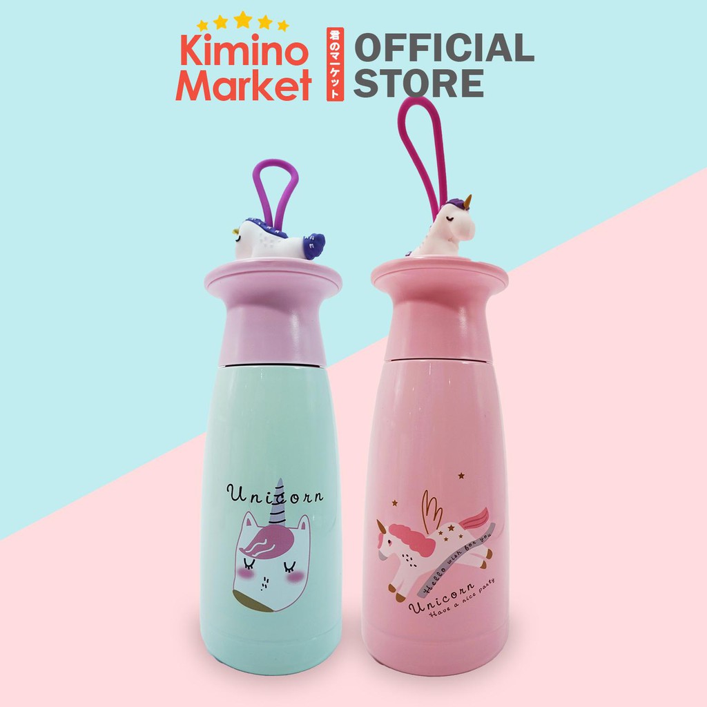 Termos Botol (Vaccum Bottle) Lucu Tutup Boneka Unicorn 2 Varian Warna Karakter Unik