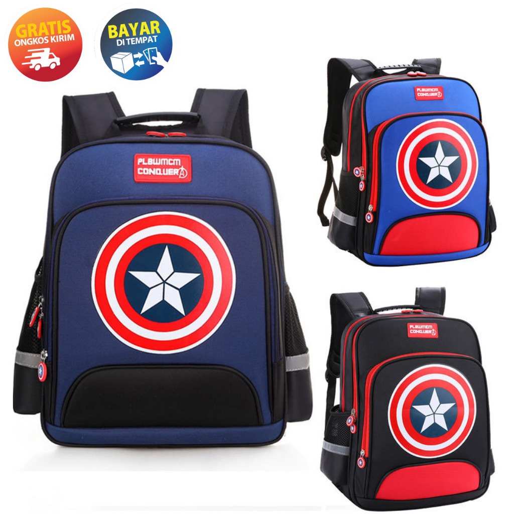 MIKADO - BK121 TAS SEKOLAH CAPTAIN AMERICA TAS RANSEL ANAK TAS ANAK TAS SEKOLAH ANAK TAS ANAK TK TAS RANSEL SEKOLAH