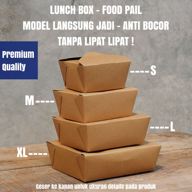 PAPER LUNCH BOX - FOOD PAIL - FULL LAMINASI - FOOD GRADE