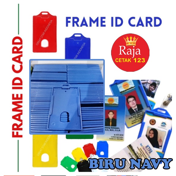 

KOTAK ID CARD/FRAME ID CARD WARNA BIRU NAVY TEMPAT ID CARD HOLDER ECERAN/PCS