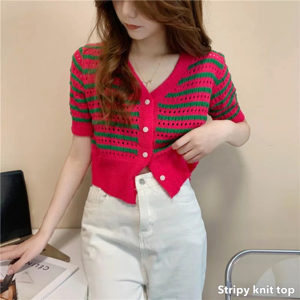 Stripy knit top -Thejanclothes