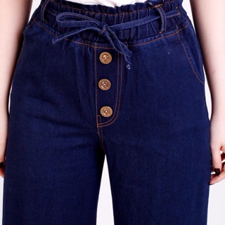 Boyfriend Kulot  Pinggang Karet softjeans non stretch jeans  