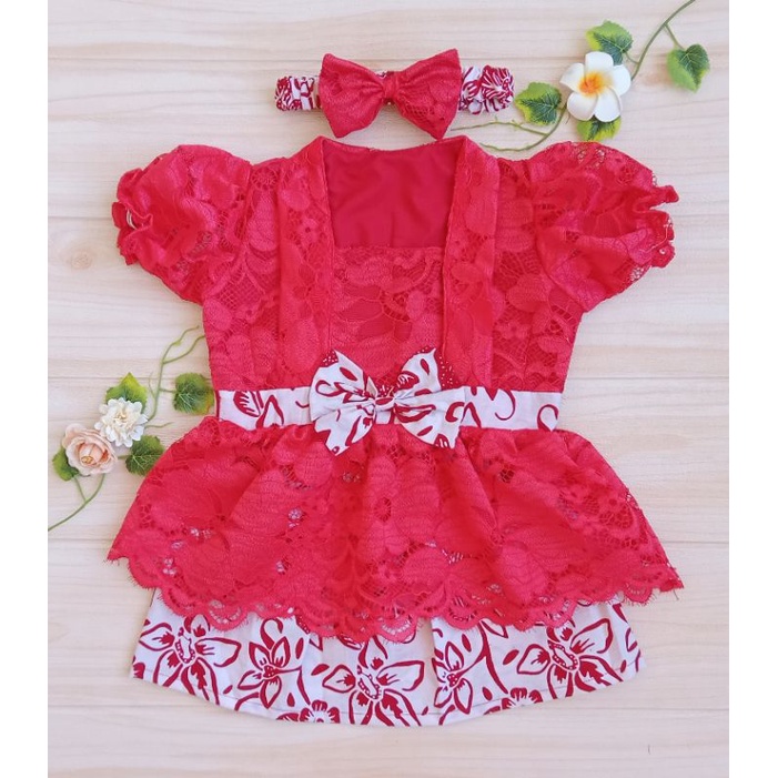 Kebaya Bayi / Kebaya Anak Perempuan / Kebaya Anak Kinan warna Merah-Putih