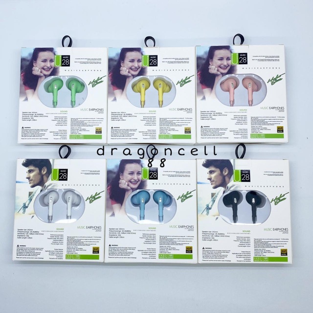 Earphones stereo macaron U28 handsfree stereo macaron u28