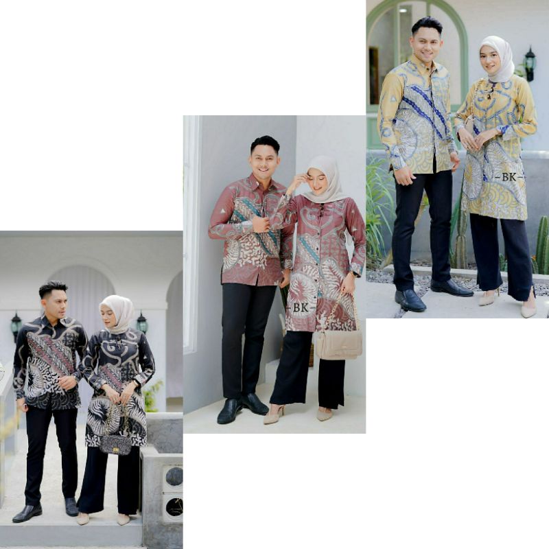 BAJU COUPLE BATIK SERAGAM KANTOR TUNIK KEMEJA DEWASA M L XL XXL