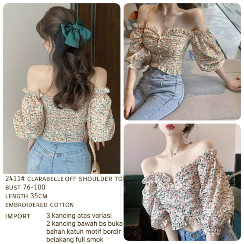 MDLV ~ 2411# Clarabelle Off Shoulder top Sabrina Top Atasan Sabrina Fashion Import