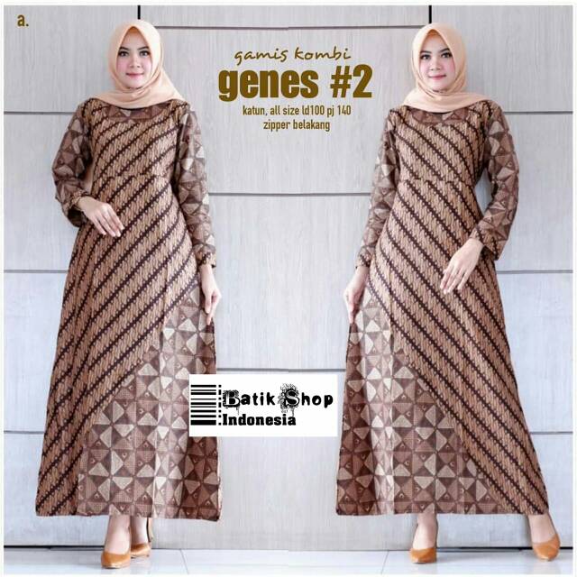 Gamis Kombi Genes #2 Batik Kondangan Muslim Baju Kerja Kantoran Modern Casual Syari