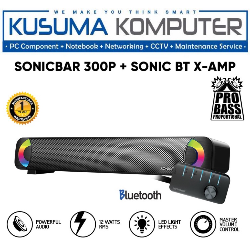 SonicGear 300P Passive SoundBar Speaker with Brilliant Light Effect, Bluetooth