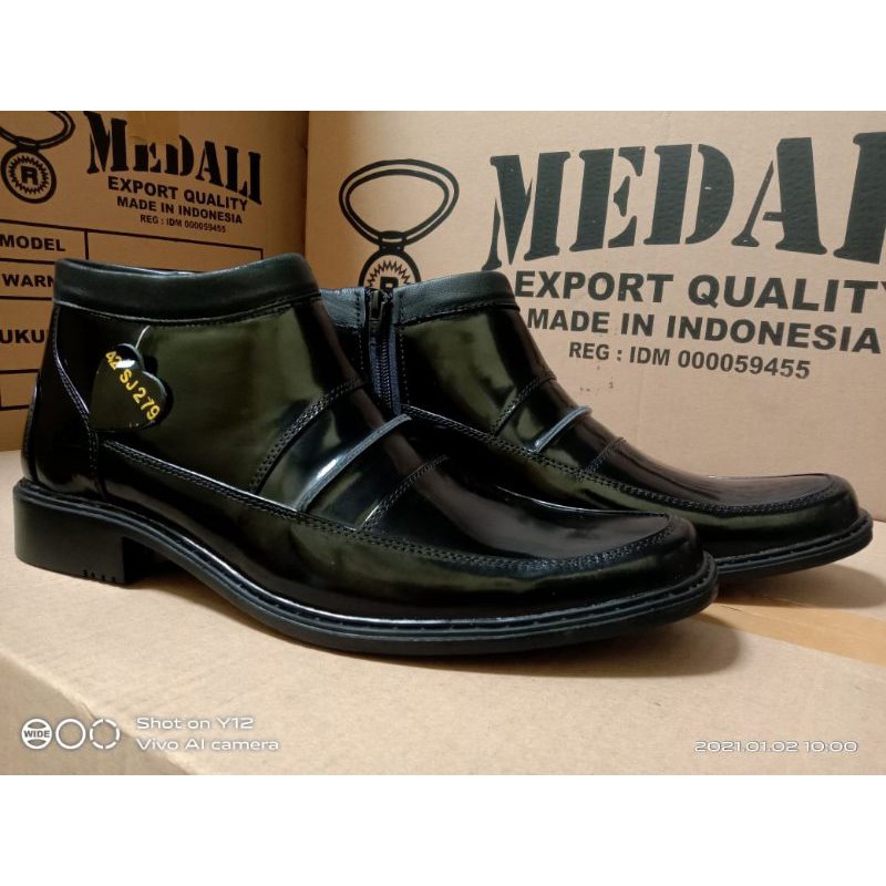 SEPATU KULIT PRIA MEDALI PDH BOOTS SEPATU PDH PRIA BOOTS POLRI TNI SECURITY SATPAM