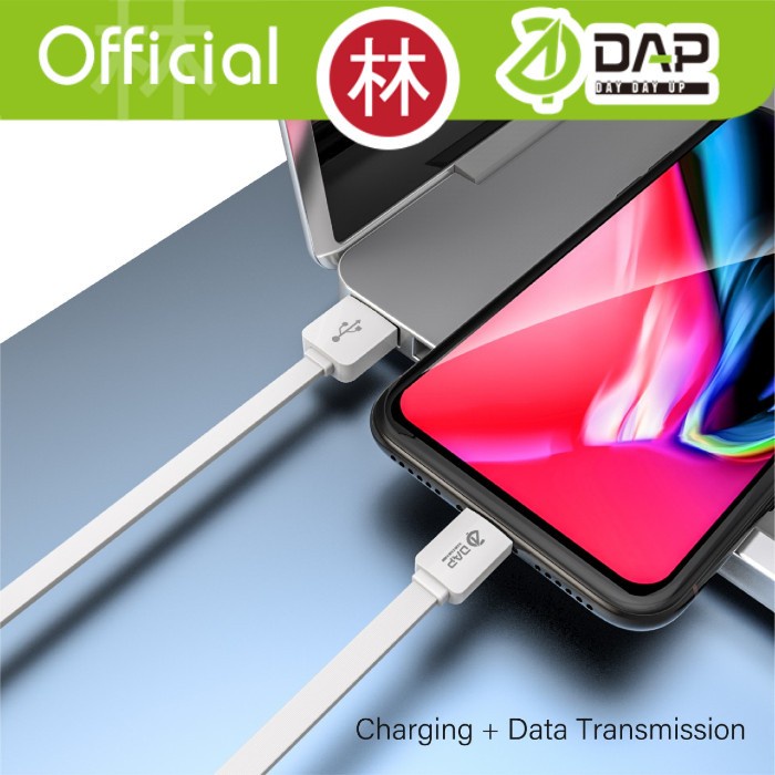 DAP DL200 Kabel Data Lightning/Iphone Pipih 200cm Fast Charging 2.4A