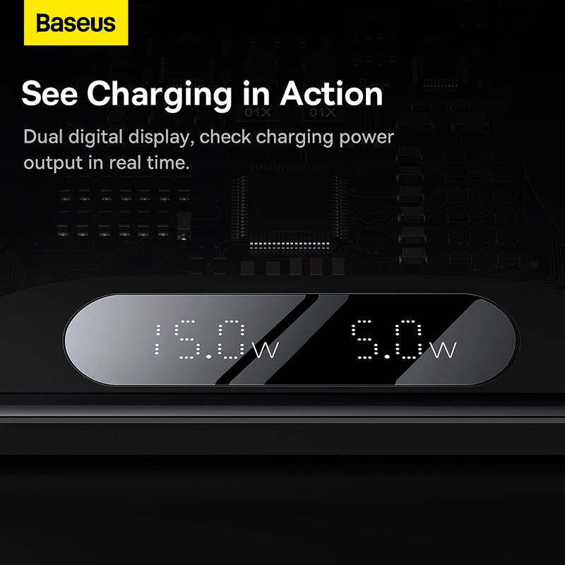 Baseus Dual Wireless Charger Digital Led Fast Charging Pad 20W