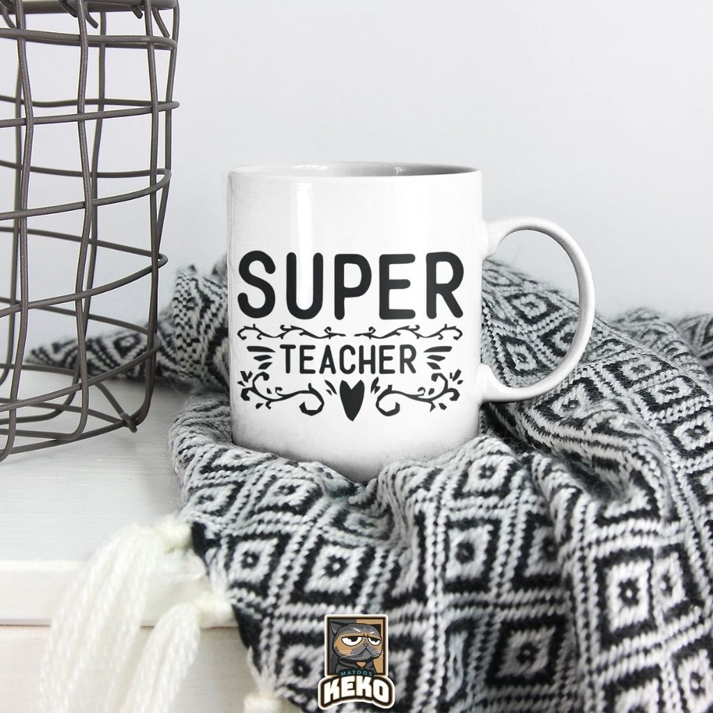 Mug Hadiah untuk Guru Tema Quotes Super Teacher