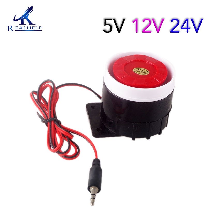 Warna Merah&amp;amp;Klakson Sirene Mini 120dB Dc 12v 24V 5V Dengan Kabel 72mm Untuk Sistem Alarm Keamanan Rumah