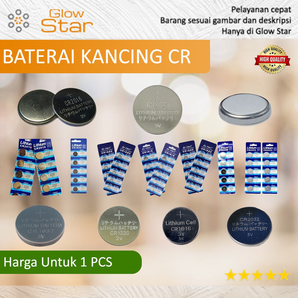 Baterai Batrai Kancing CR2032/CR1616/CR1220/CR1632/CR2016/CR2025/CR2450 3V (1 PCS)