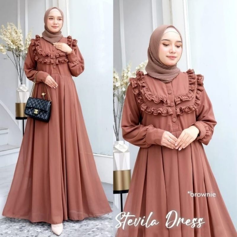 Gamis Ceruty Ruffle LUNA DRESS STEVILLA DRESS GAMIS PREMIUM LD 110 Busui