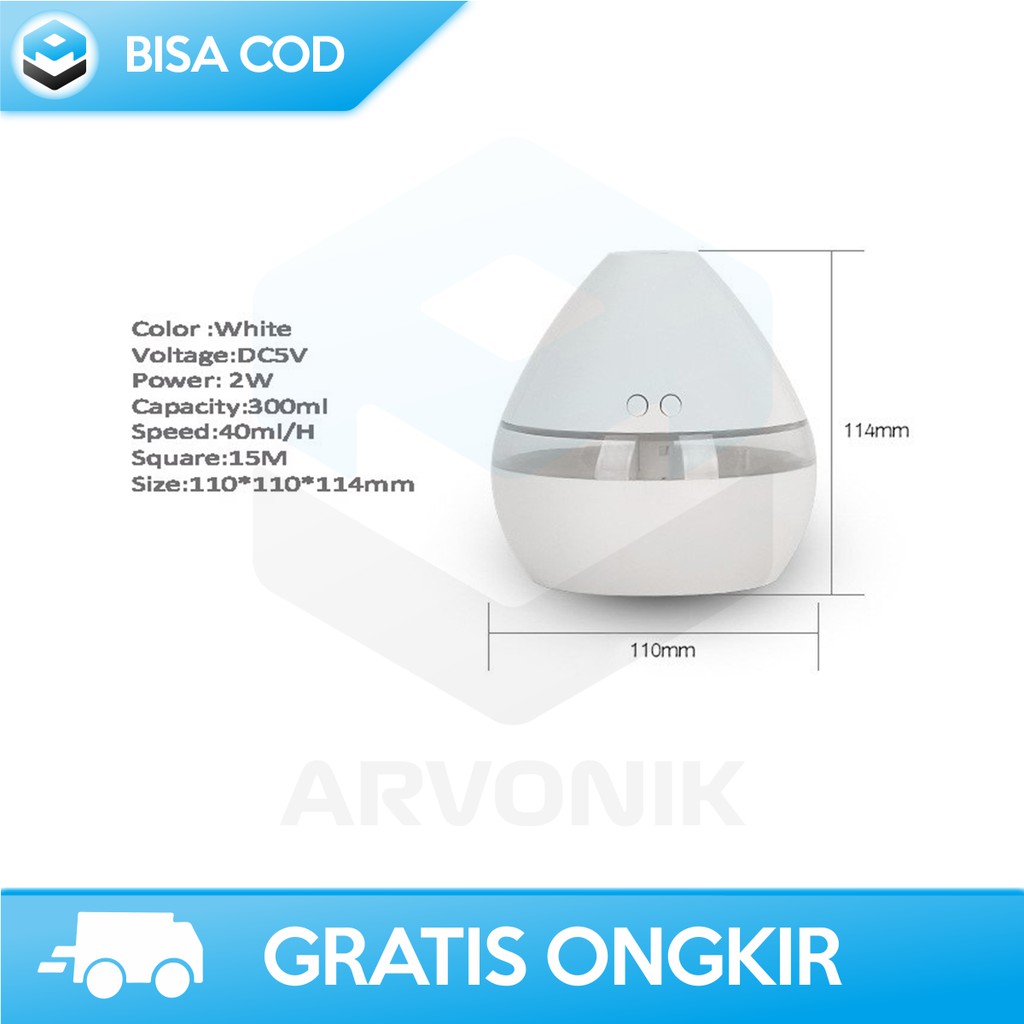 DIFFUSER AROMATHERAPY MURAH ORIGINAL TAFFWARE - HUMIDIFIER HUMI H296 DENGAN LAMPU MALAM