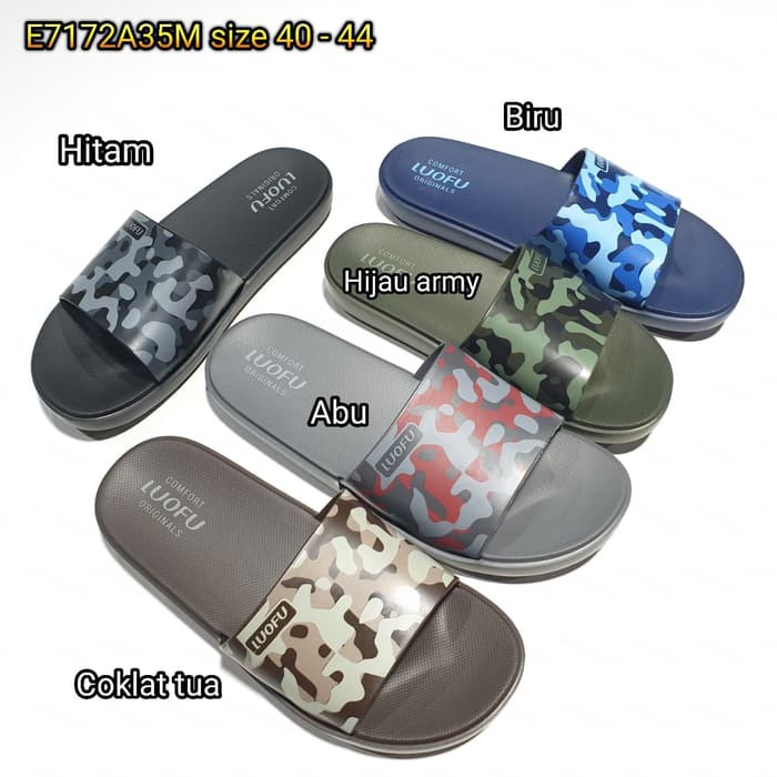 jelly sandal pria slop luofu karet import sendal cowok selop E7172A35M