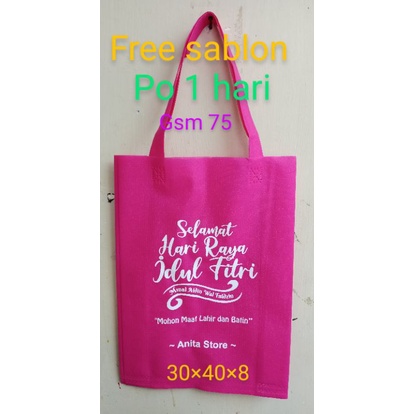 Tas spunbon tebal sablon  Goodybag custom sablon tas promosi  promosi toko onlen offlen dll