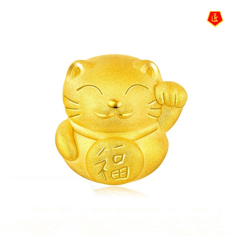 [Ready Stock]Cute Lucky Cat Gold Lucky Beads Bracelet