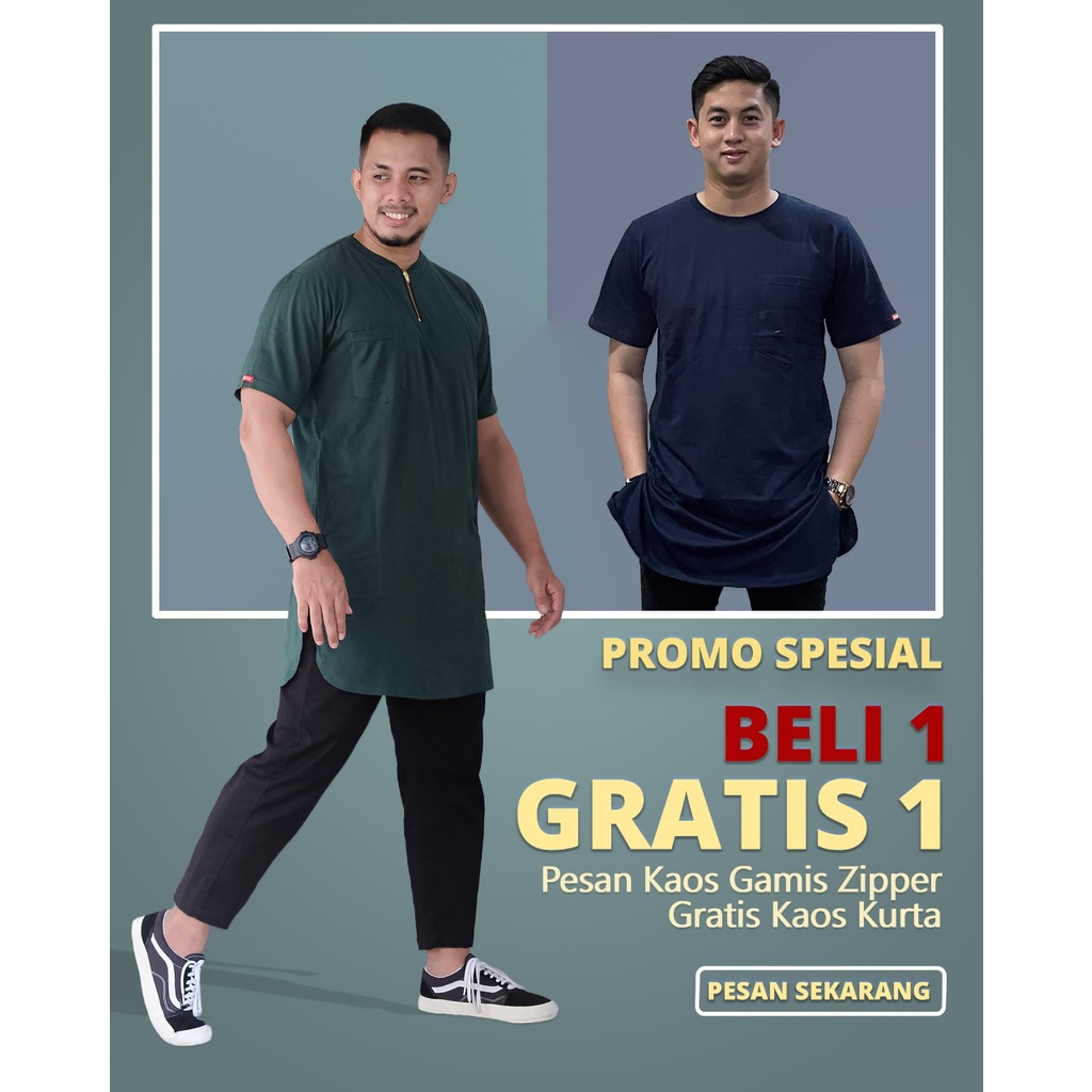 Gamis Zipper Free Kaos Kurta