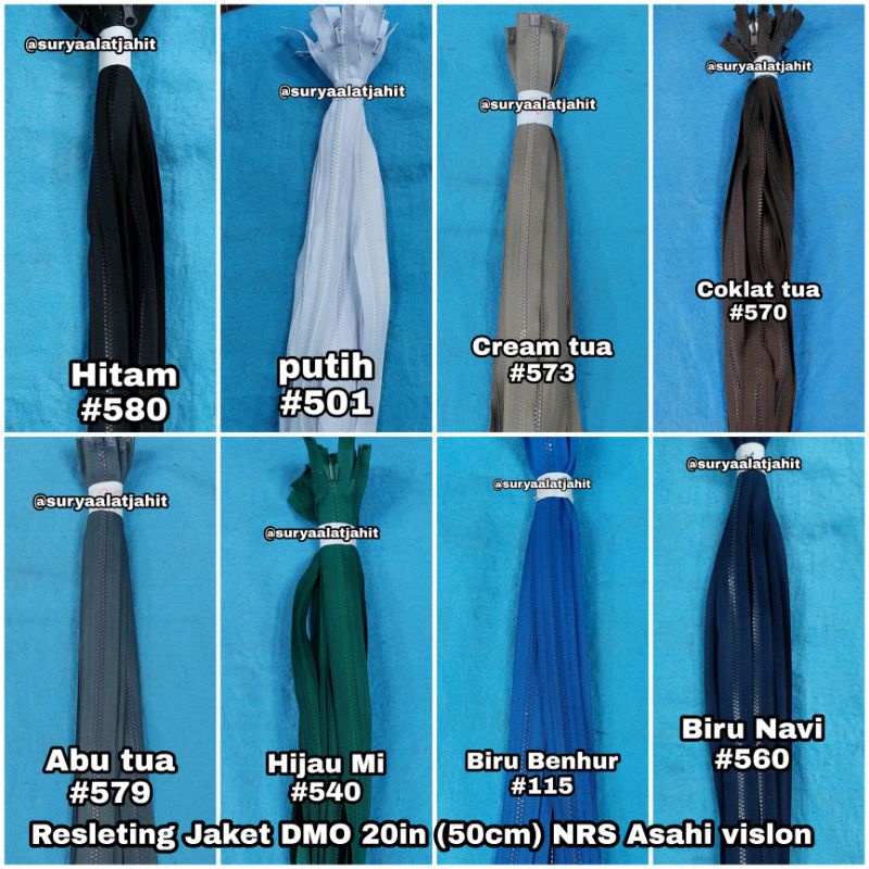 Resleting Jaket 50cm DMO NRS Asahi vislon @1lsn =rp.30.000/12pcs