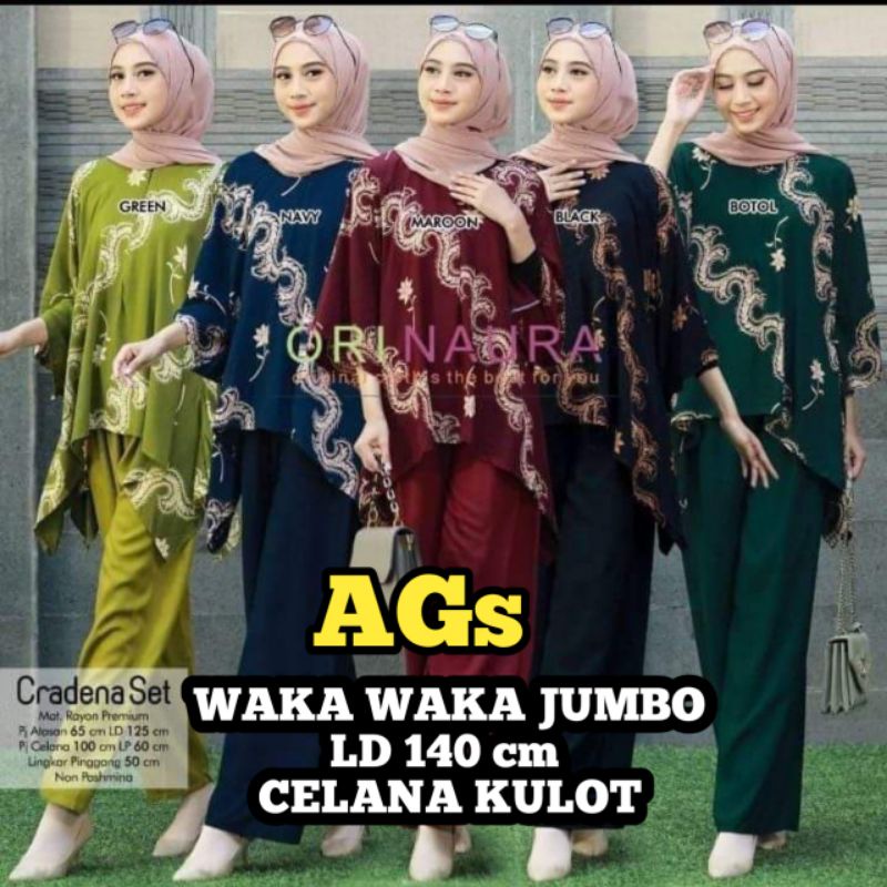 Waka Jumbo Motif Terbaru/Oneset Baju Dan Celana Jumbo Terbaru/Waka Waka Jumbo Busui Terbaru Ld 140/Setelan Baju Dan Celana Terbaru 2022