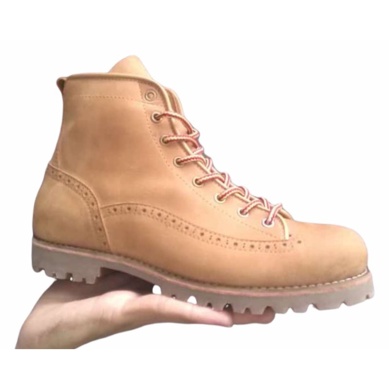 Sepatu Boots wingtip Kulit Asli