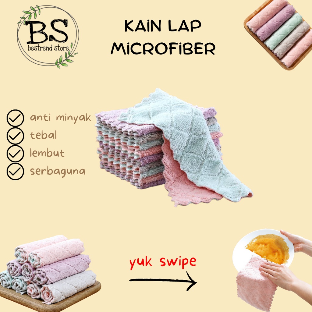 Kain Lap Microfiber Cuci Piring Anti Minyak Dapur Tangan Serbaguna