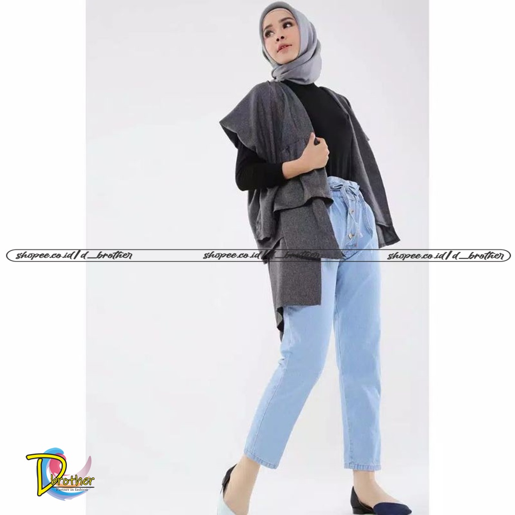 Bawahan Muslim Wanita CELANA JEANS HW Baggy WANITA 3020 Longpant Denim Buttoned