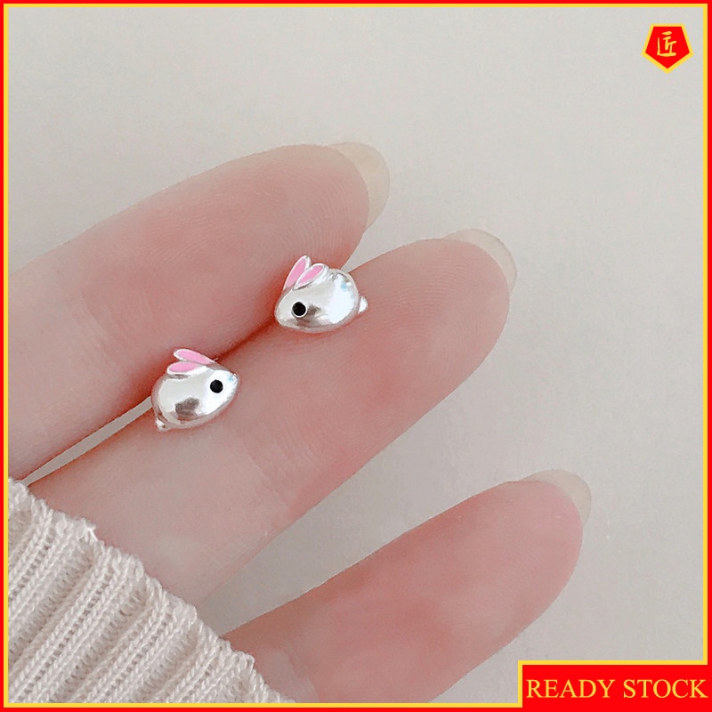 [Ready Stock]Bunny Ear Studs 925 Silver Female Cute