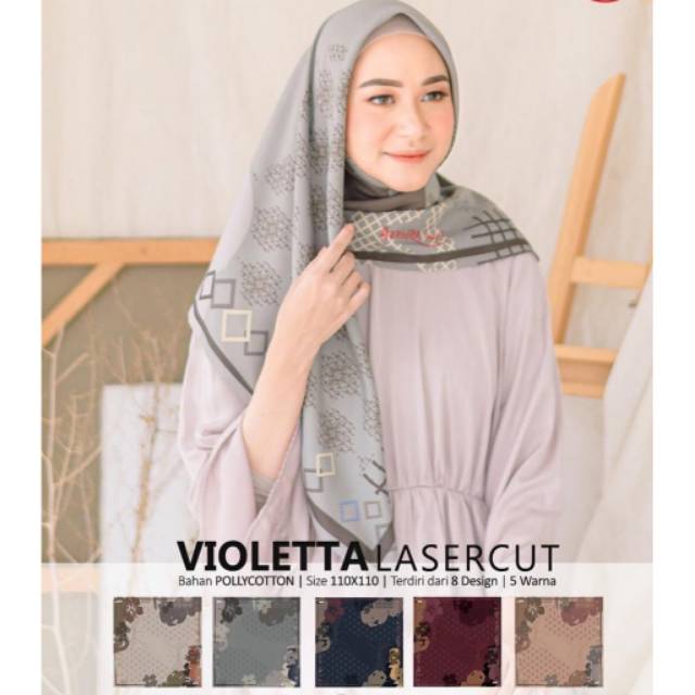 Hijab Segi Empat VIOLETTA LASERCUT design 8 by Azzura
