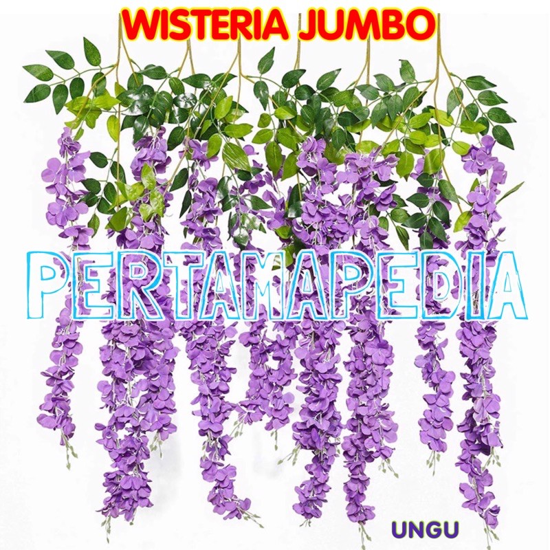 SATUAN WISTERIA JUMBO/ BUNGA PLASTIK/ BUNGA HIASAN/ BUNGA GANTUNG/ BUNGA DEKORASI/ BUNGA PALSU-Ungu