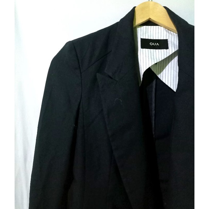 [PRELOVED/THRIFT] Blazer Hitam Combine Salur Korean Style
