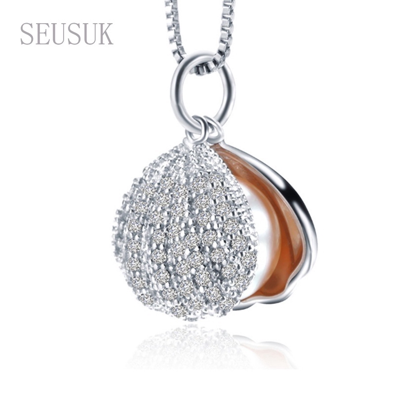 SEUSUK  Zircon Shell Pearl Jewelry Pearl Pendant Necklace Freshwater Pearl Necklace Women Pendant