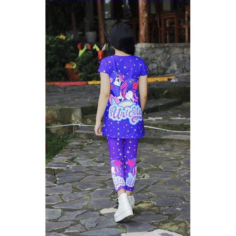 setelan anak karakter unicorn , set baju anak karakater lucu