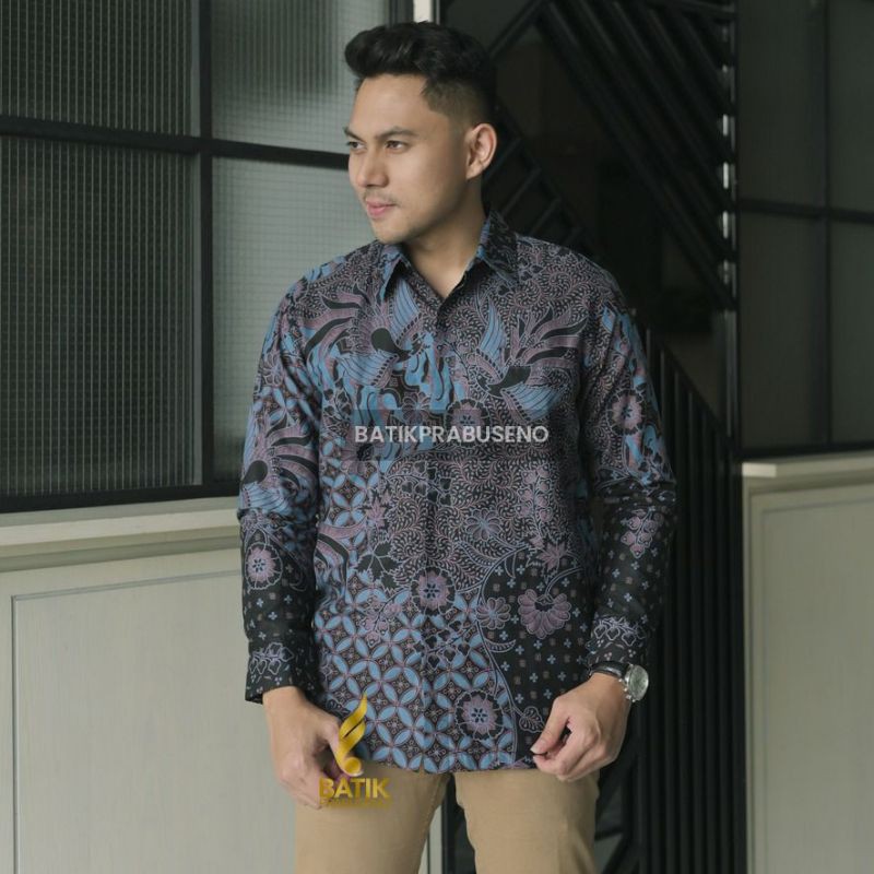 HEM BATIK PRIA LENGAN PANJANG BAJU KEMEJA BATIK PRIA MOTIF BADRATORA BATIK PRABUSENO BAJU BATIK