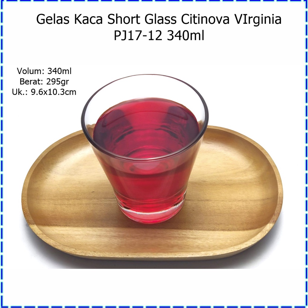 [1pcs] Gelas Kaca Lowball/Gelas Shot Citinova Virginia PJ17-12 340ml