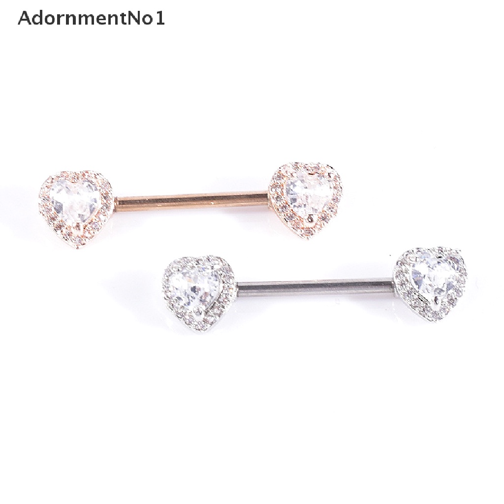 (AdornmentNo1) 1pc Anting Tindik Puting Bentuk Hati Bahan Surgical Steel Untuk Wanita