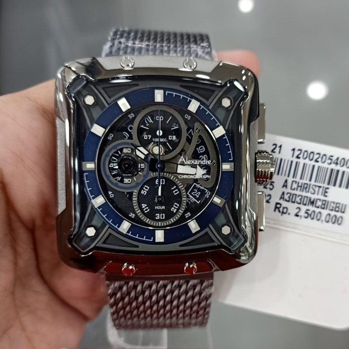 JAM TANGAN PRIA ALEXANDRE CHRISTIE AC 3030 AC3030 BLACK BLUE ORIGINAL