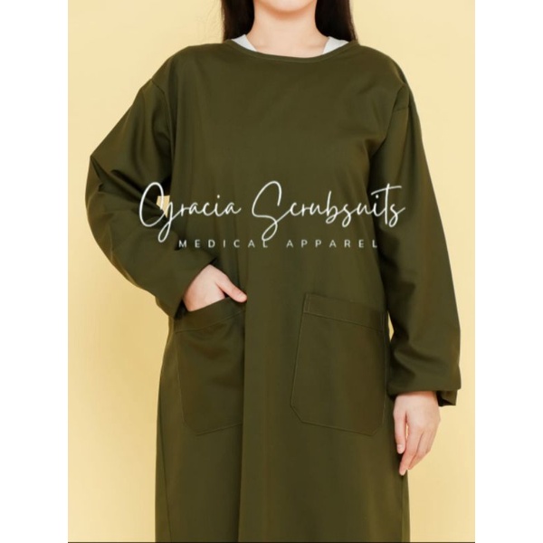 READY STOCK - GRACIA SCRUBSUITS - surgical gown scort skort skoret jubah operasi APD gaun bedah anti bakteri bacteria kuman water repellent anti air oxford sumtex murah