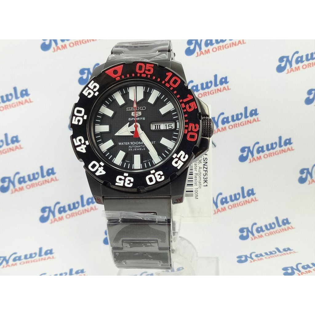 Seiko 5 Sports SNZF53K1 Automatic Black Monster 100M | Jam Pria SNZF53