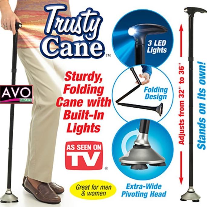 Trusty cane ori - Tongkat alat bantu jalan manula + senter