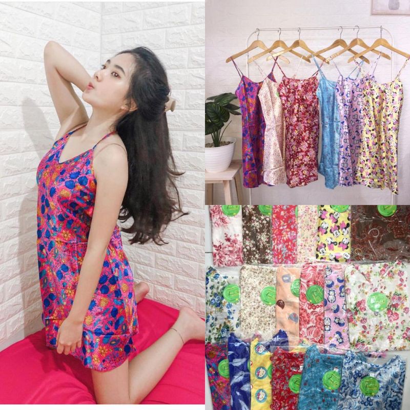 (PILIH MOTIF) DASTER SATIN LINGERIE TALI IMPORT