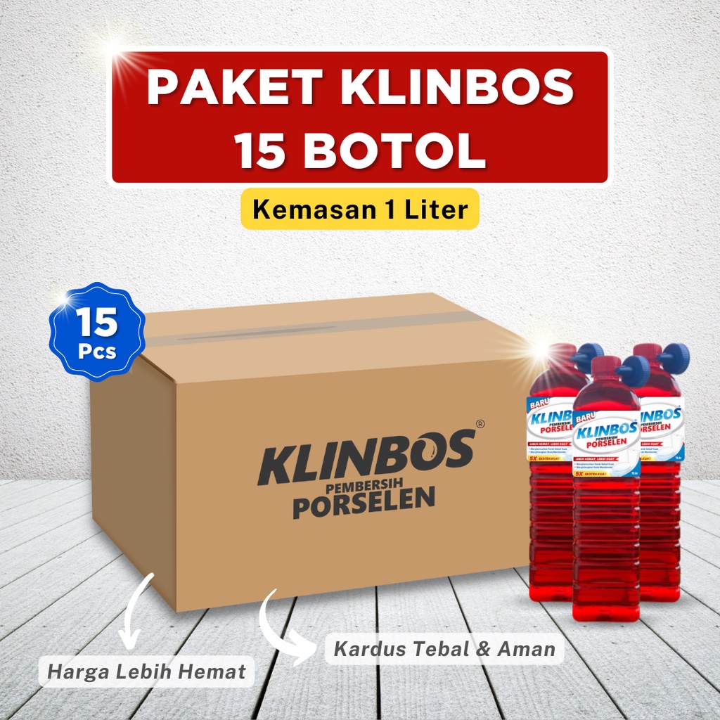 GROSIR KLINBOS ISI 15 BOTOL - Pembersih Kerak 5X Lebih Kuat Untuk Kamar Mandi Keramik Toilet Kaca WC