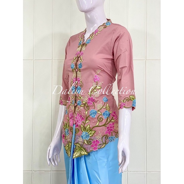 ESW02 - Daliyu KEBAYA ENCIM LENGAN 7/8 BORDIR WARNA Katun Stretch / S M L XL-Pink