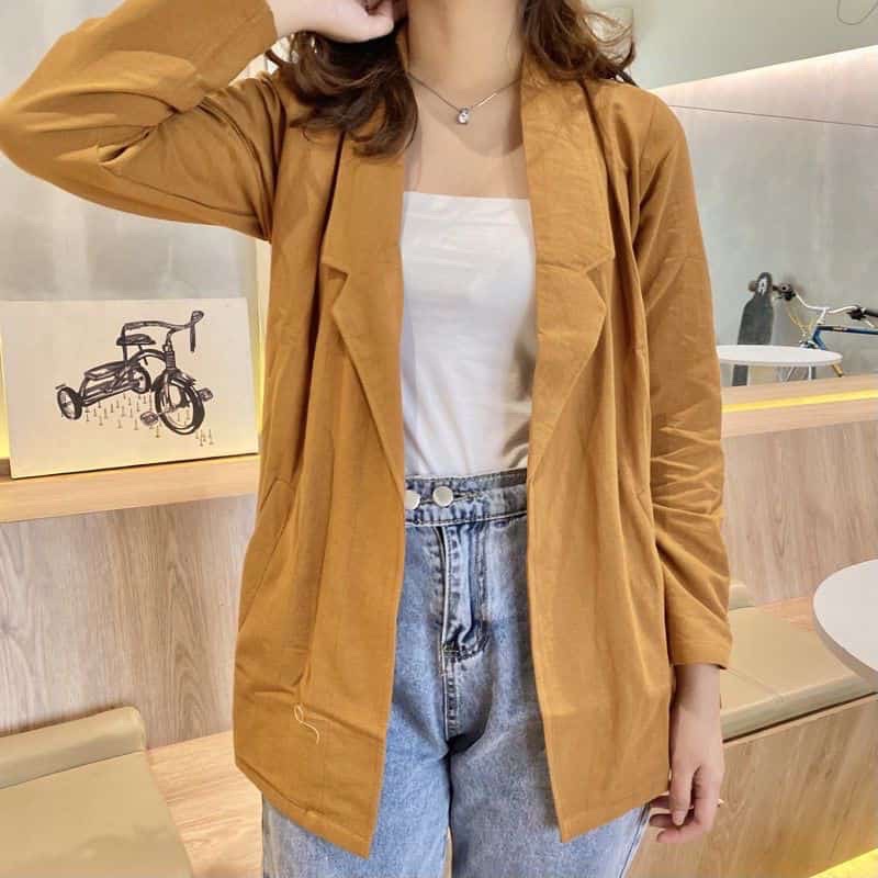 Blazer Linen Nancy Outer Atasan Wanita Model Korea Viral Kekinian