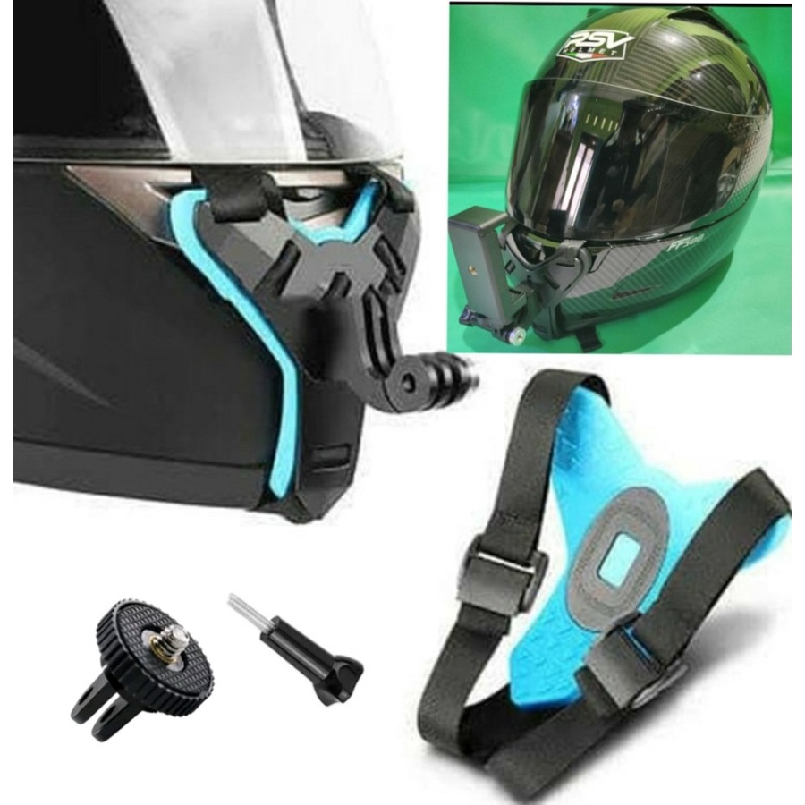 Chin Strap Mounting Bisa Untuk Action Camera Dan HP. -Mounting Helmet Chin di Dagu Motovlog - Chin Mounting Strap