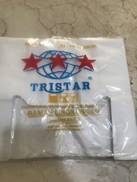 Kantong Keresek Plastik Tristar 28 Hitam Putih Merah 28x48cm High Quality