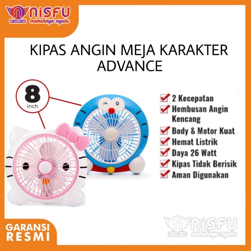 Kipas Angin Meja Advance BF-08B 8 Inch Karakter Smurf